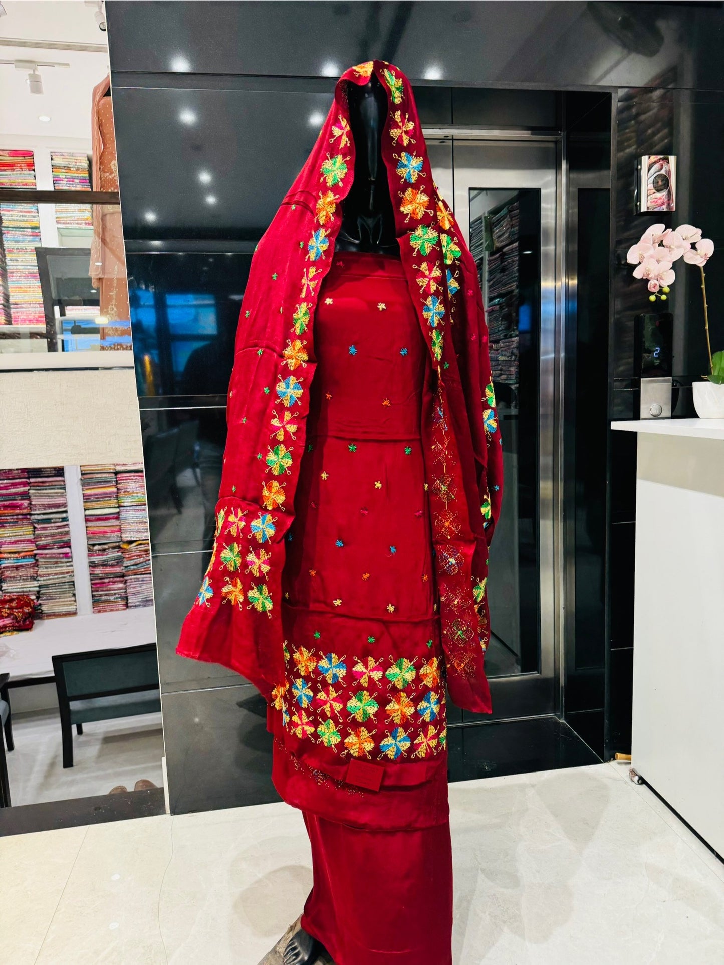 Gol Tikki Hand embroidery Tradition Phulkari Suit